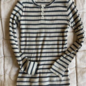 NWOT Jamie Kay Navy and Cream Striped Long Sleeve Top